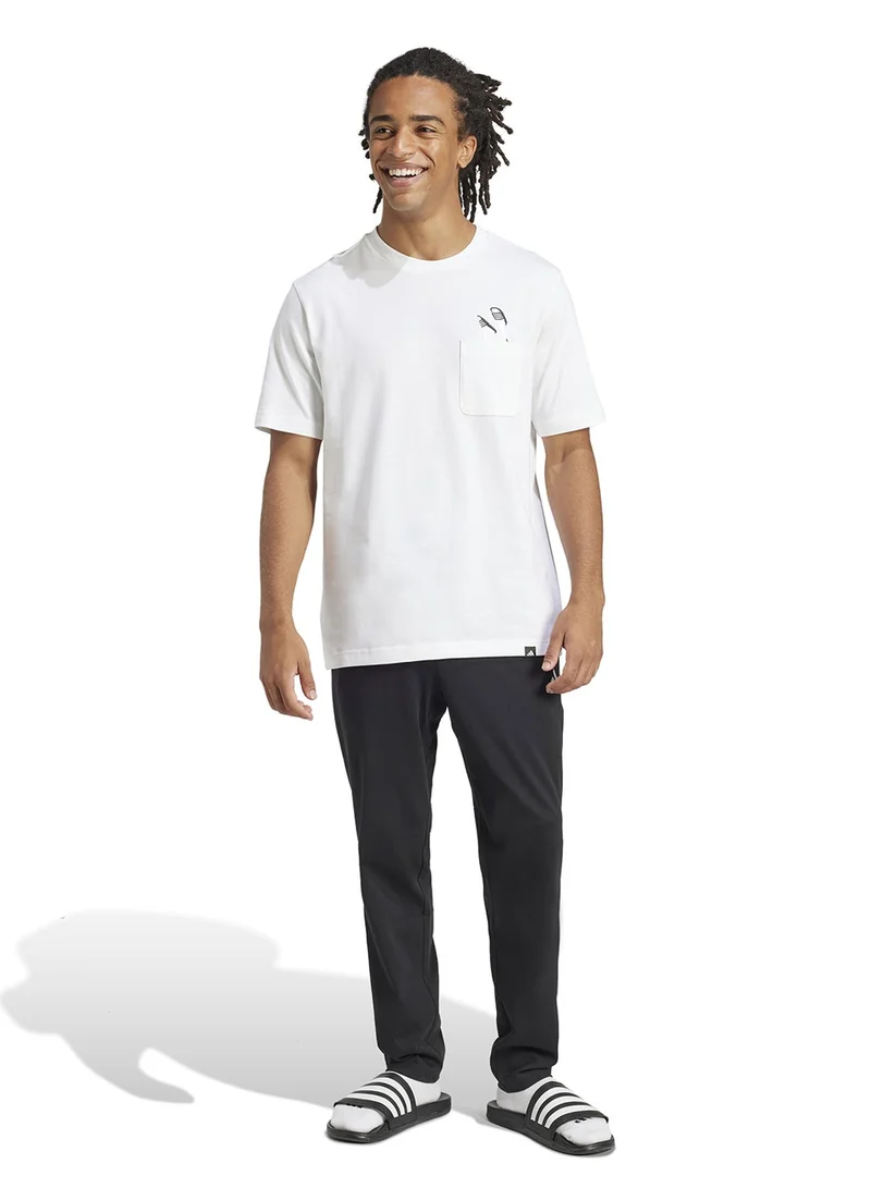 Adidas  Lounge Slides Graphic Pocket T-Shirt for Men | Best Price UAE